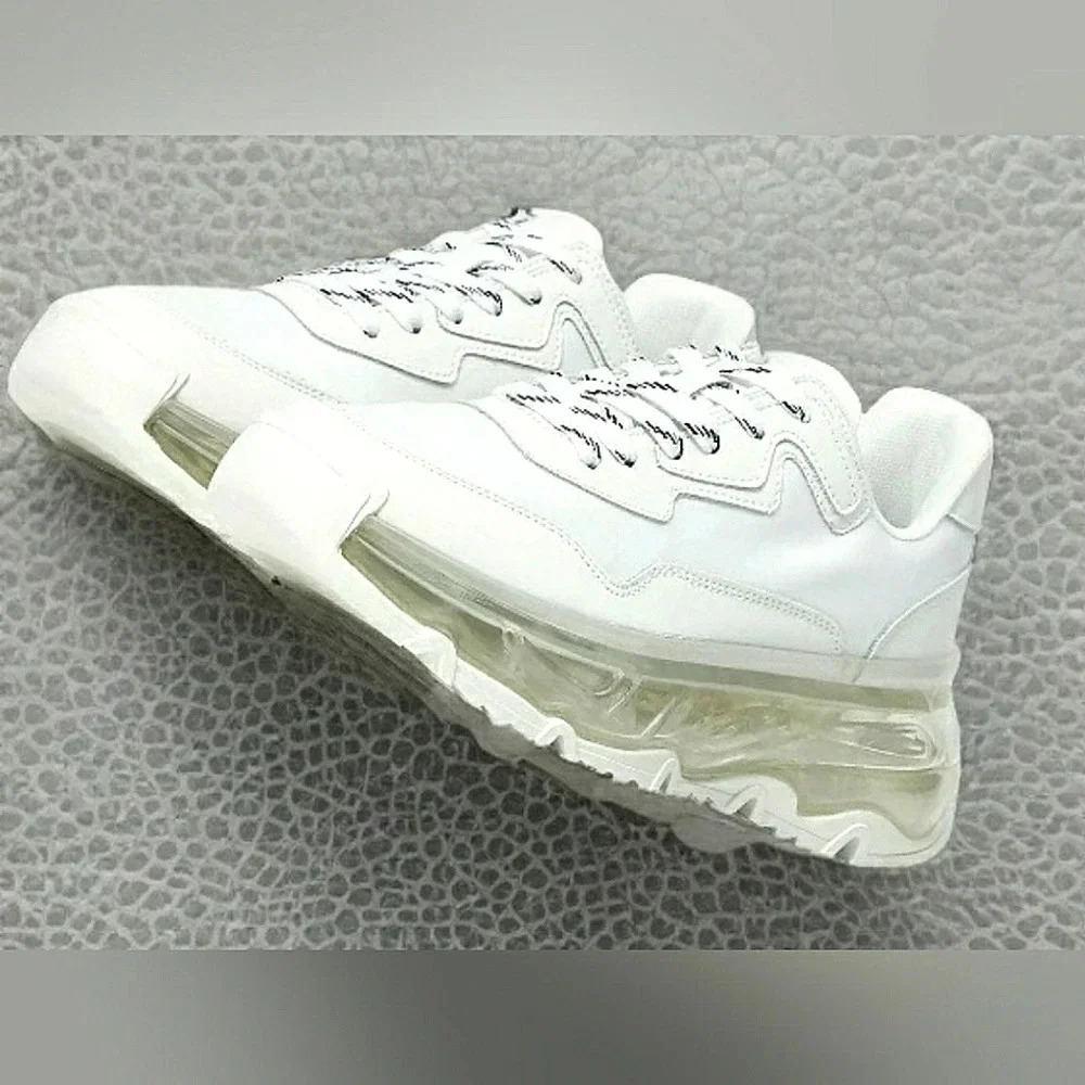 Sporty Chunky Sneaker 10 White Leather Trainer Platform Gel Lugsole New